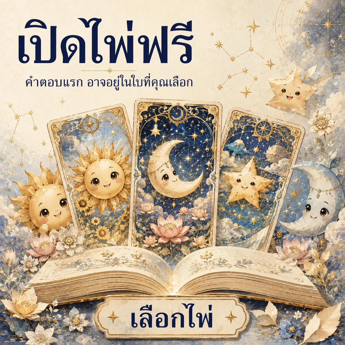 เปิดไพ่ฟรี — คำตอบแรก อาจอยู่ในใบที่คุณเลือก · ปุ่มเลือกไพ่